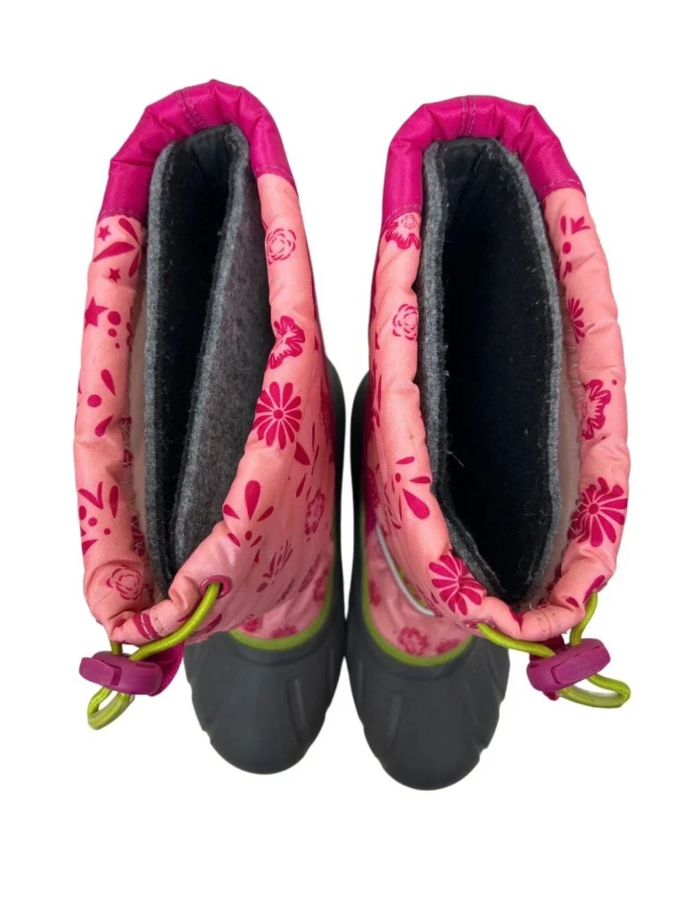 Sorel Winter Boots Sz 7 Pink Floral Waterproof Insulated Cold Weather Adjustable